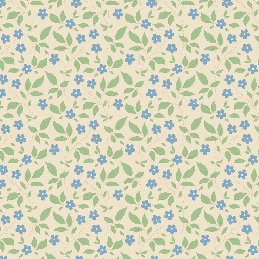 Tilda- Sunday Brunch-Tipsy Cream Blue Yardage
