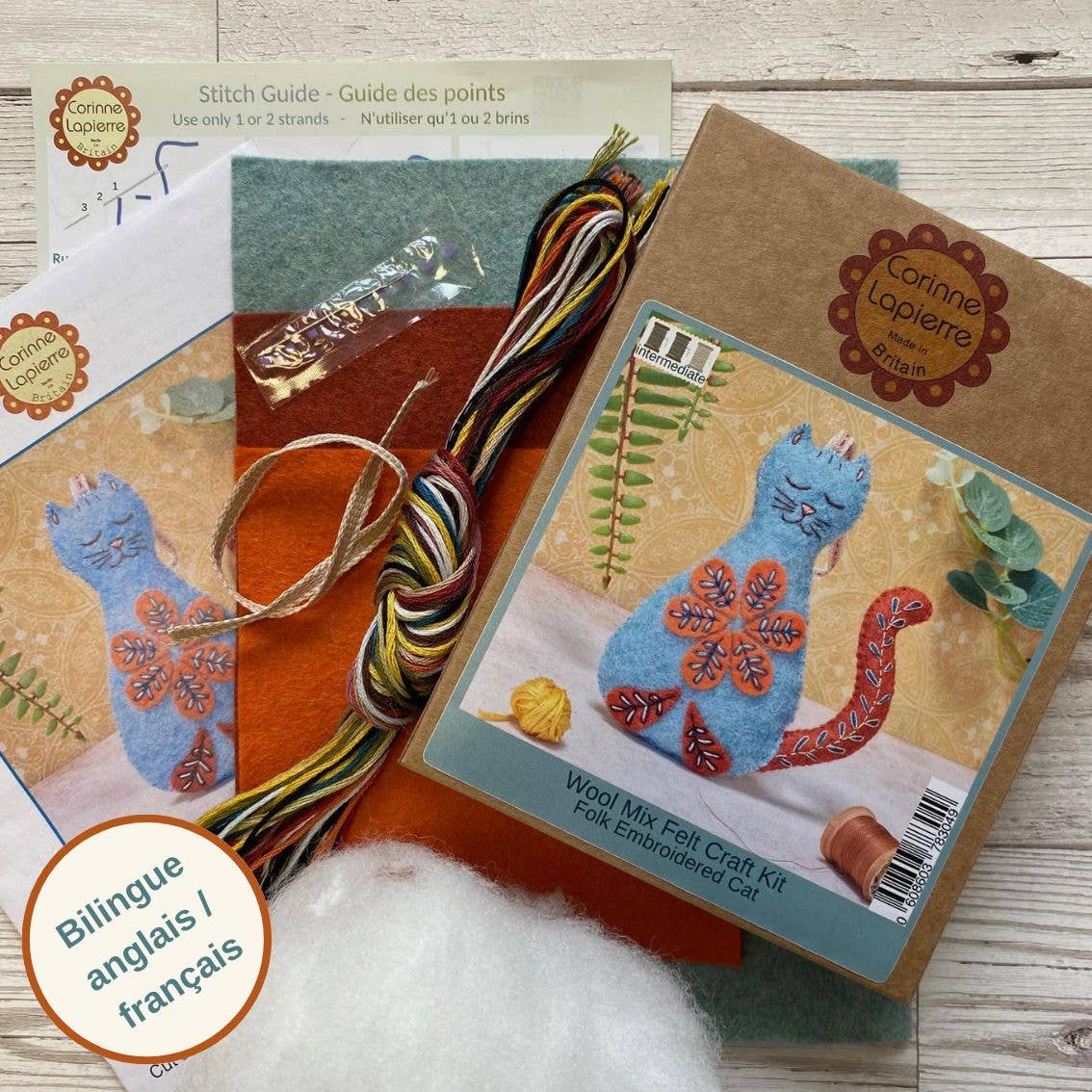 Folk Cat Felt Craft Mini Kit: English