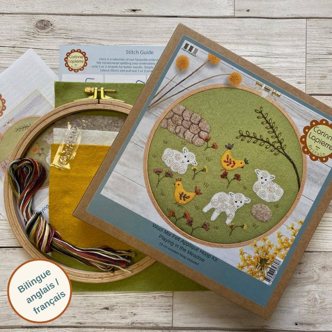 Playing in the Meadow Appliqué Hoop Craft Kit: English