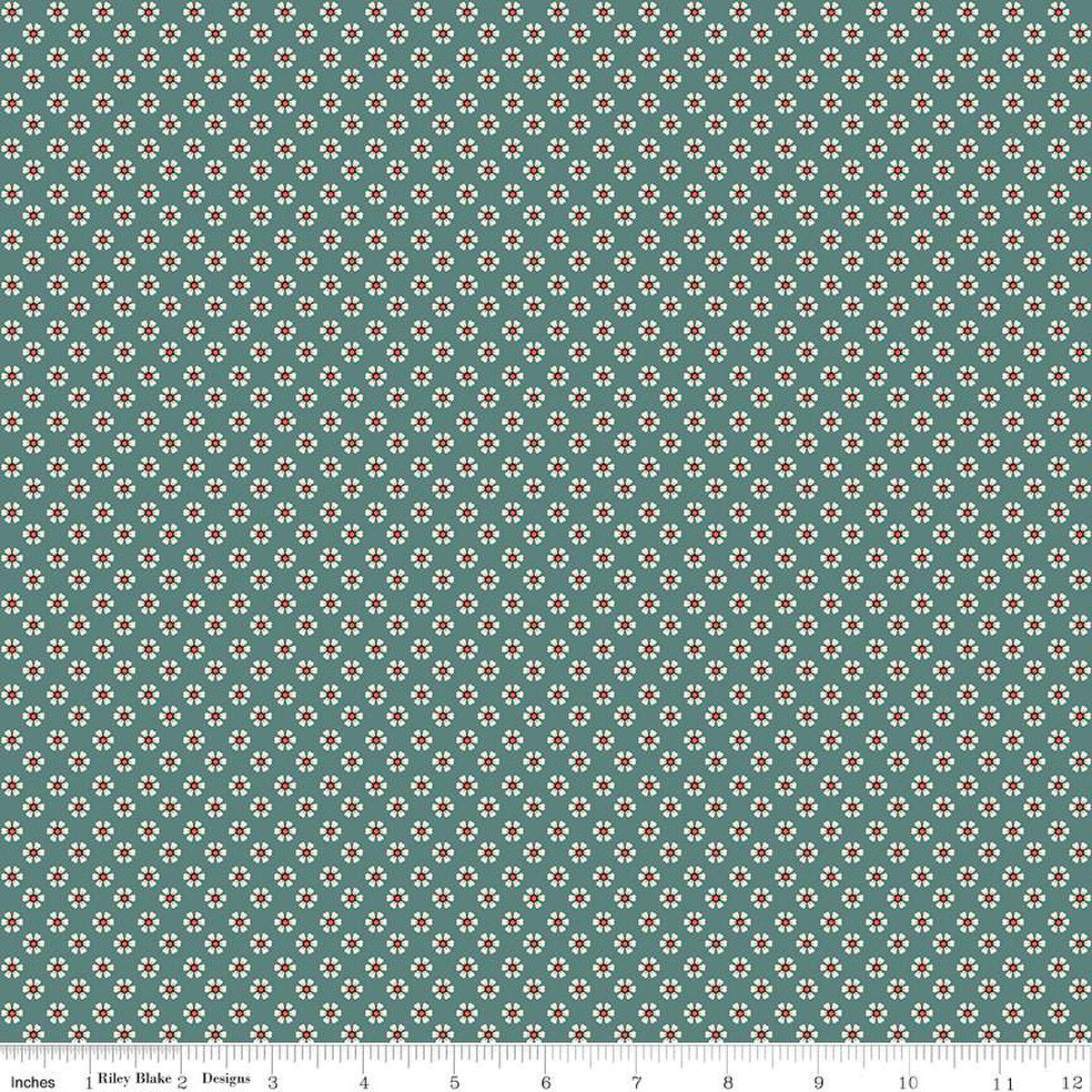 Wild Rose Tiny Flowers Teal