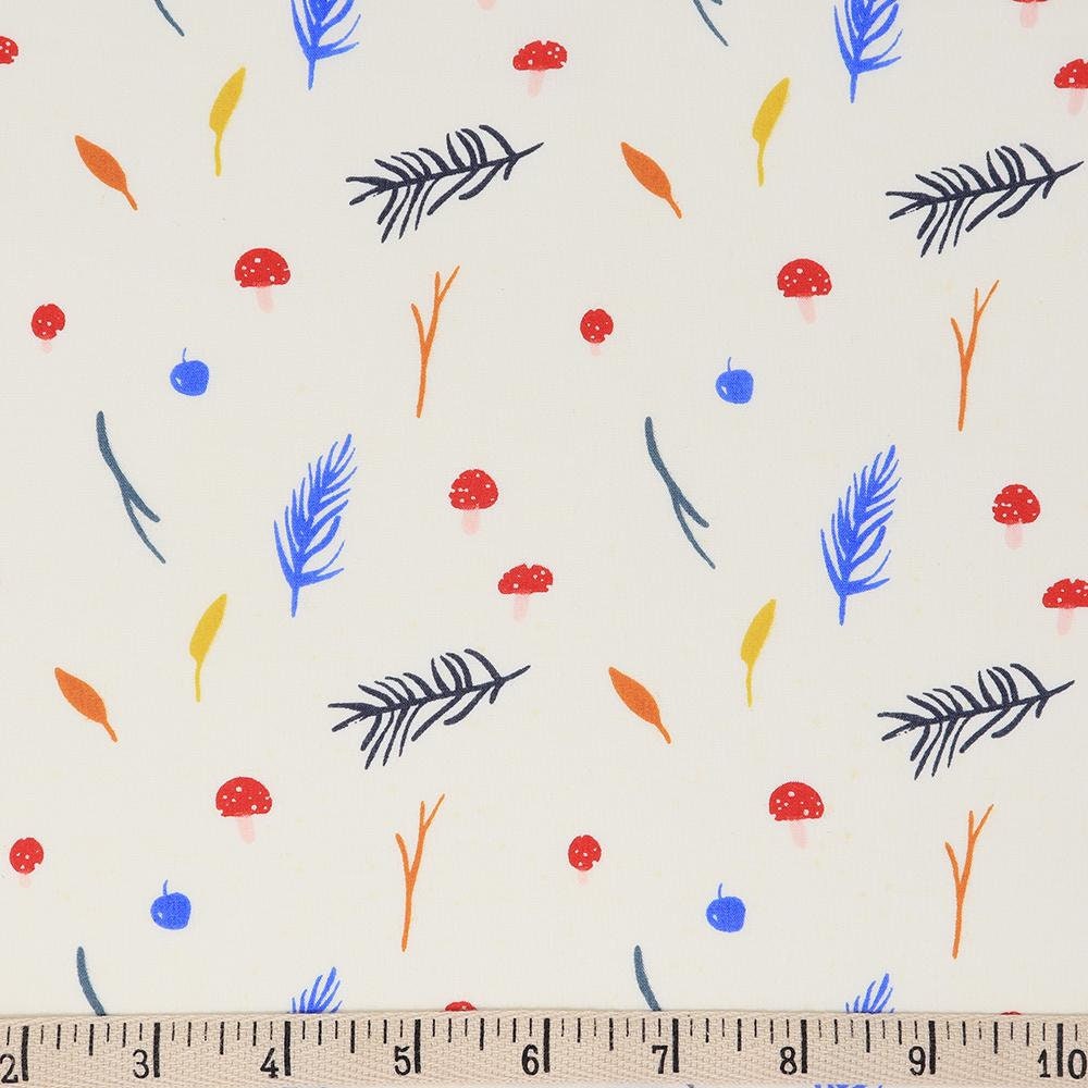 Birch Organic Fabric - Mushrooms - Whistle by Jenny Ronen - 1 yard
