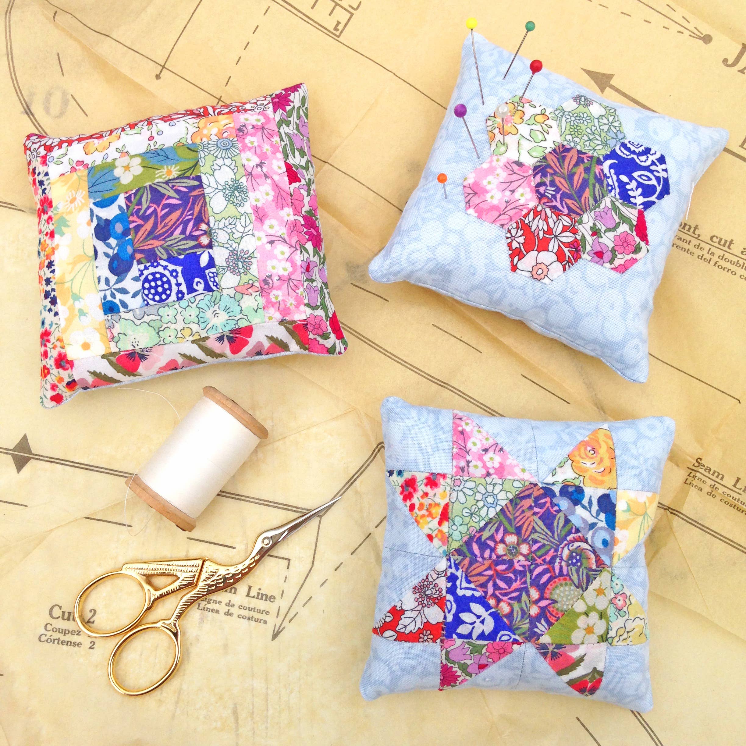 Liberty Tana Lawn™ Fabric Three Patchwork Pin Cushion Kit