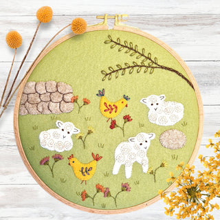 Playing in the Meadow Appliqué Hoop Craft Kit: English