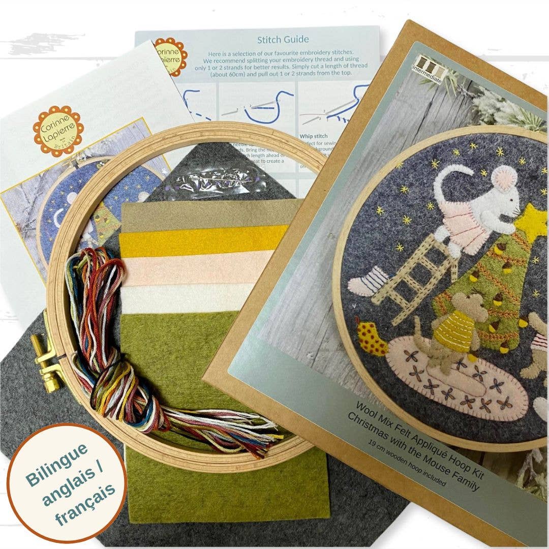 Christmas with the Mouse Family Felt Appliqué Hoop Kit