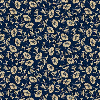 Moon Flower Fabric-Navy