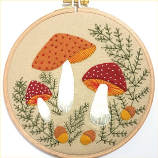 Toadstool Appliqué Hoop Craft Kit: English