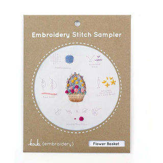 Flower Basket-Embroidery Stitch Sampler