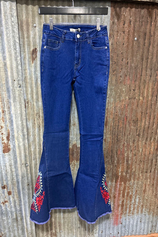 Embroidered Flare Jeans
