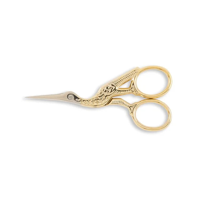 3.5" Gingher Gold Handled Stork Embroidery Scissors