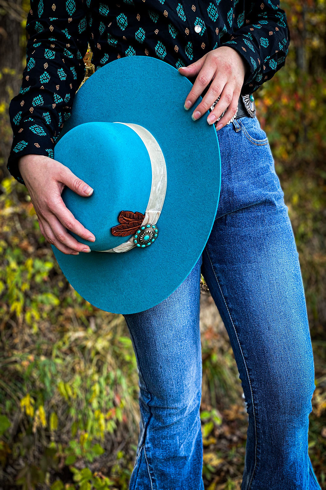 Turquoise felt charlie 1 horse western style cowgirl hat