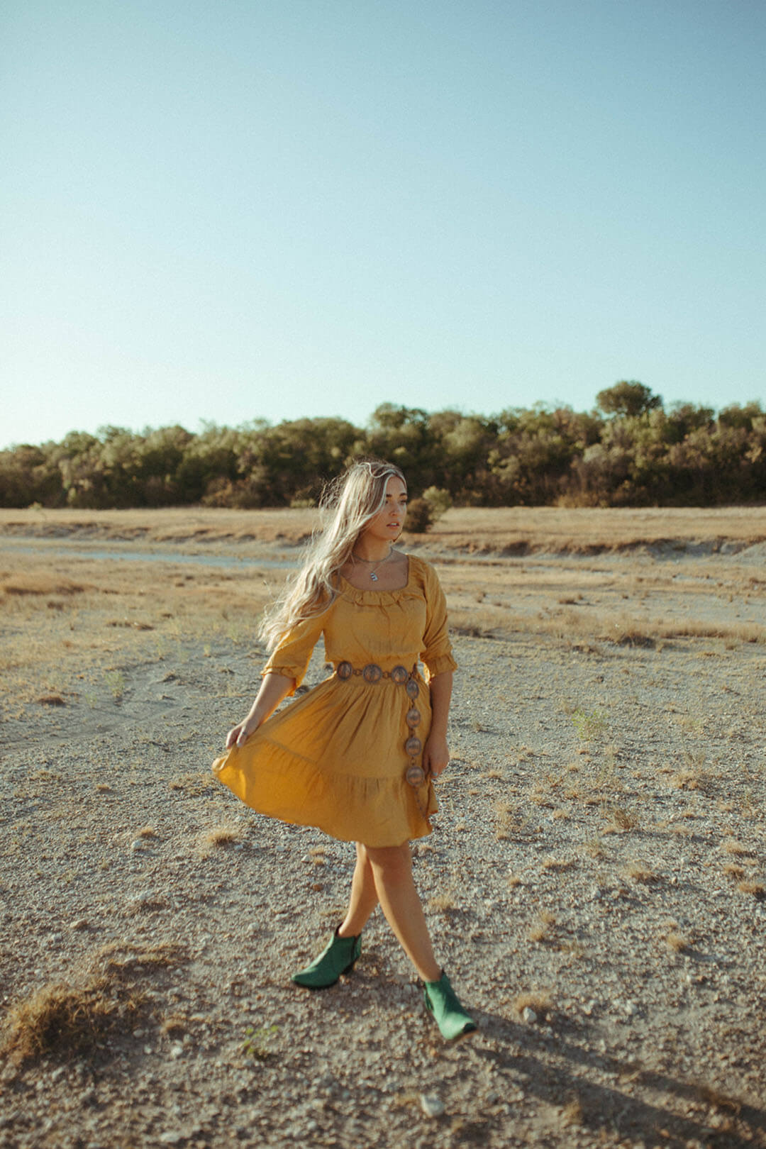 Wrangler Mustard Peasant Dress