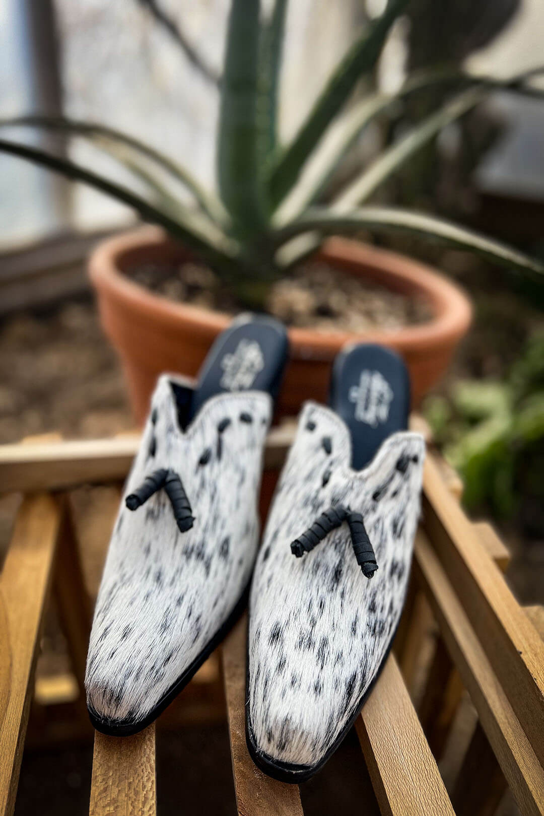 Close up image detail of the Gina Mules by Agave Sky.  