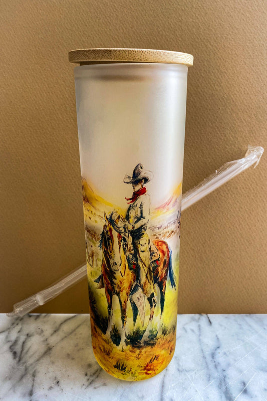 Ranchin Out West Frosted Glass Tumbler