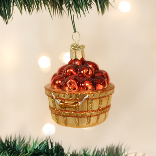 Apple Basket Blown Glass Ornament