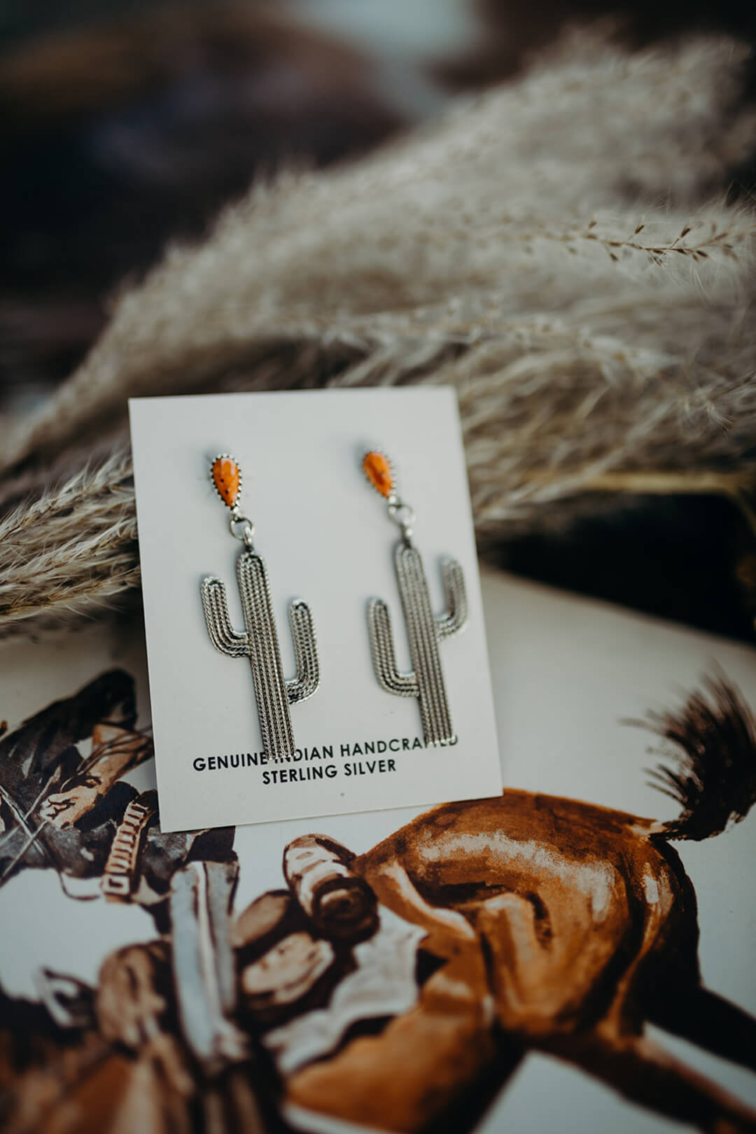 Saguaro + Spiny Oyster Sterling Silver Earrings