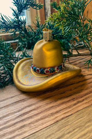 Cowboy Hat Blown Glass Ornament