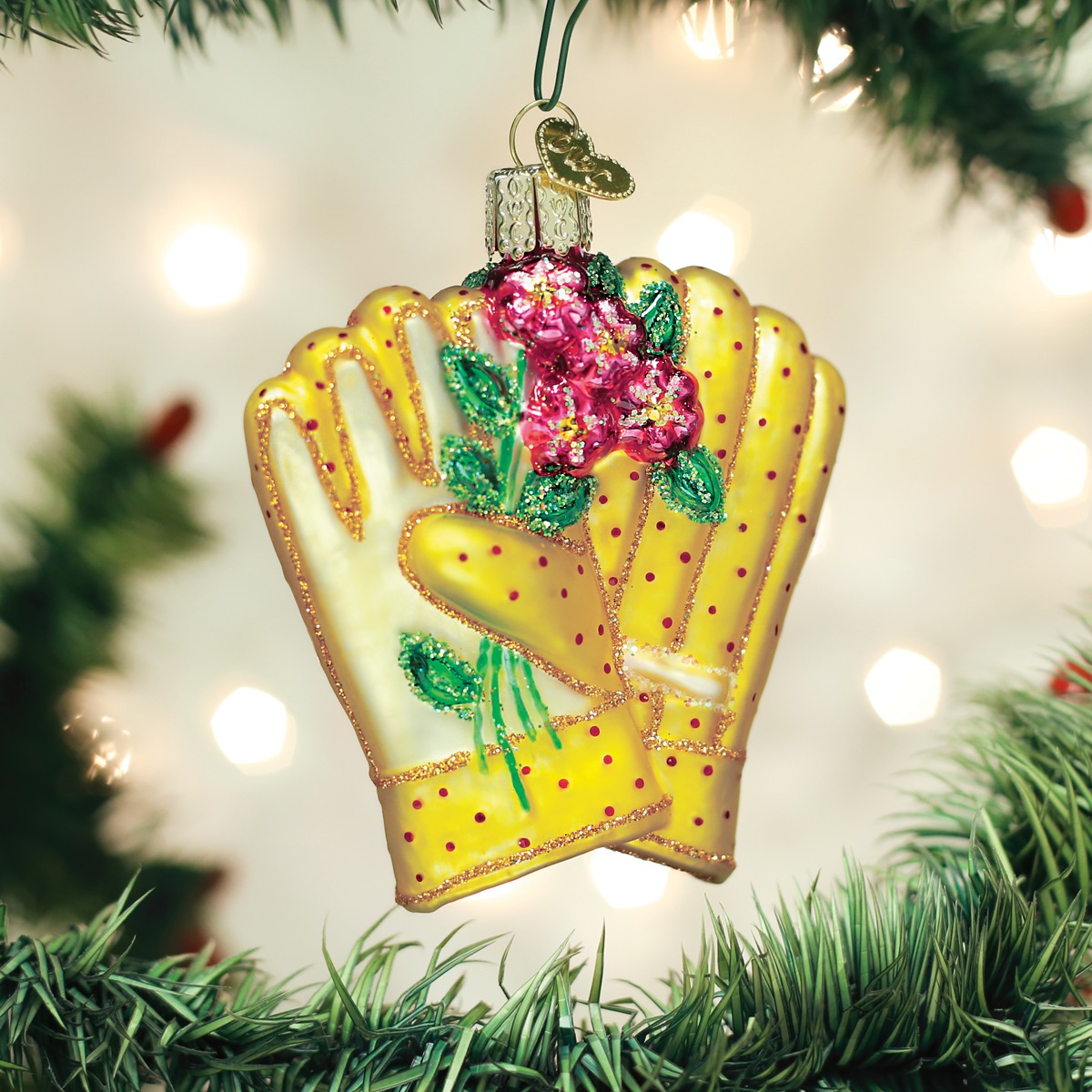 Gardening Gloves Blown Glass Ornament