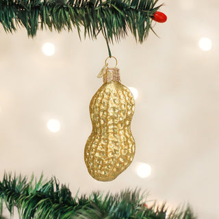 Peanut Blown Glass Christmas Ornament