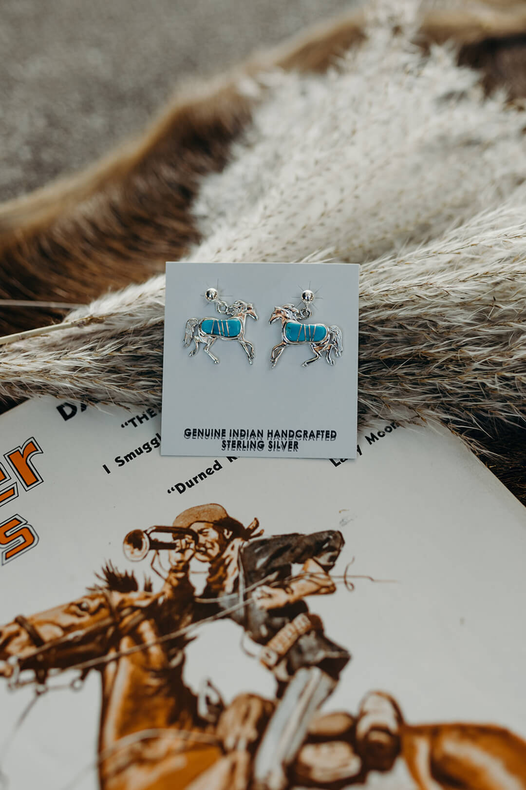 Running Horse Turquoise and Sterling Earrings
