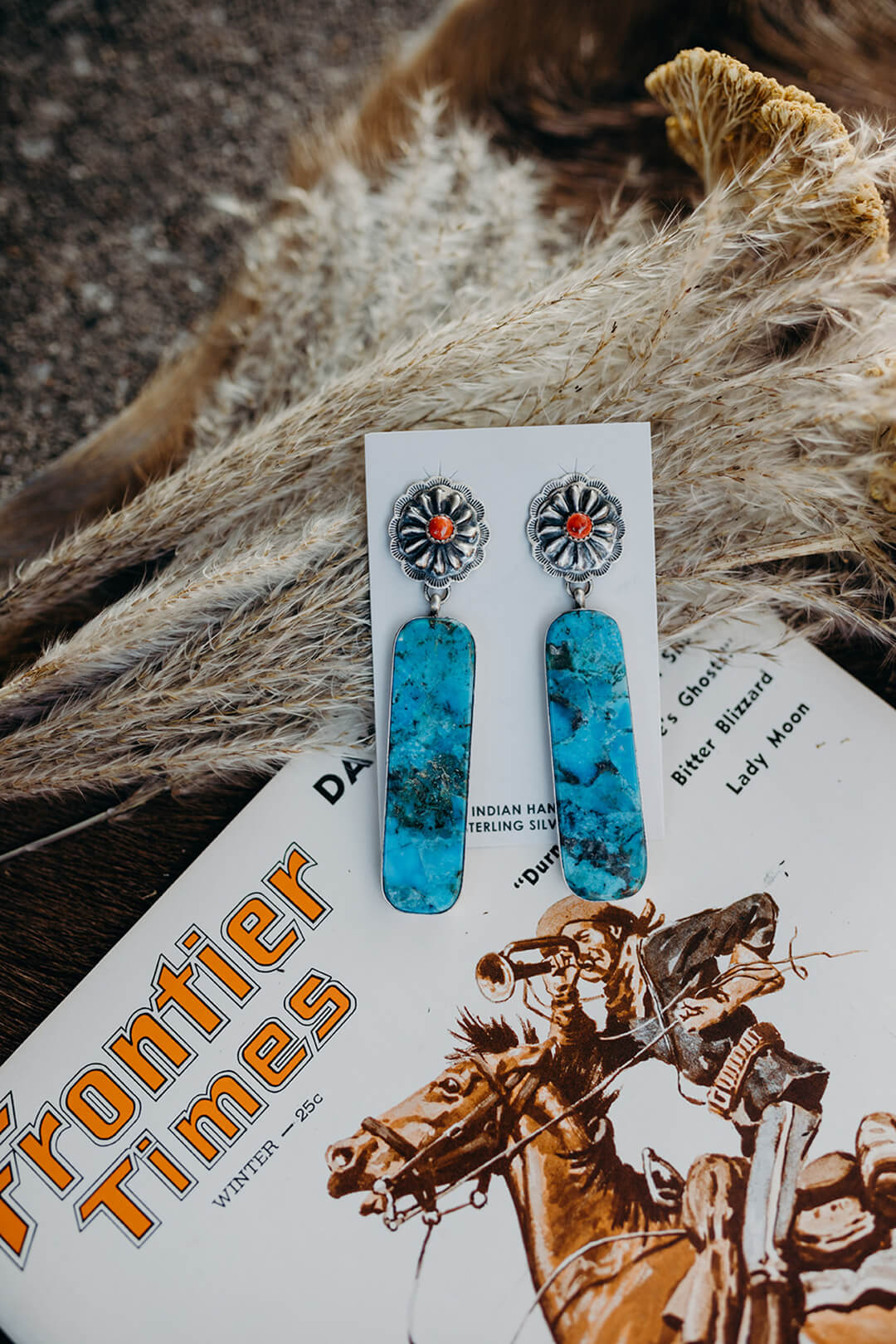 Turquoise + Spiny Oyster Slab Earrings