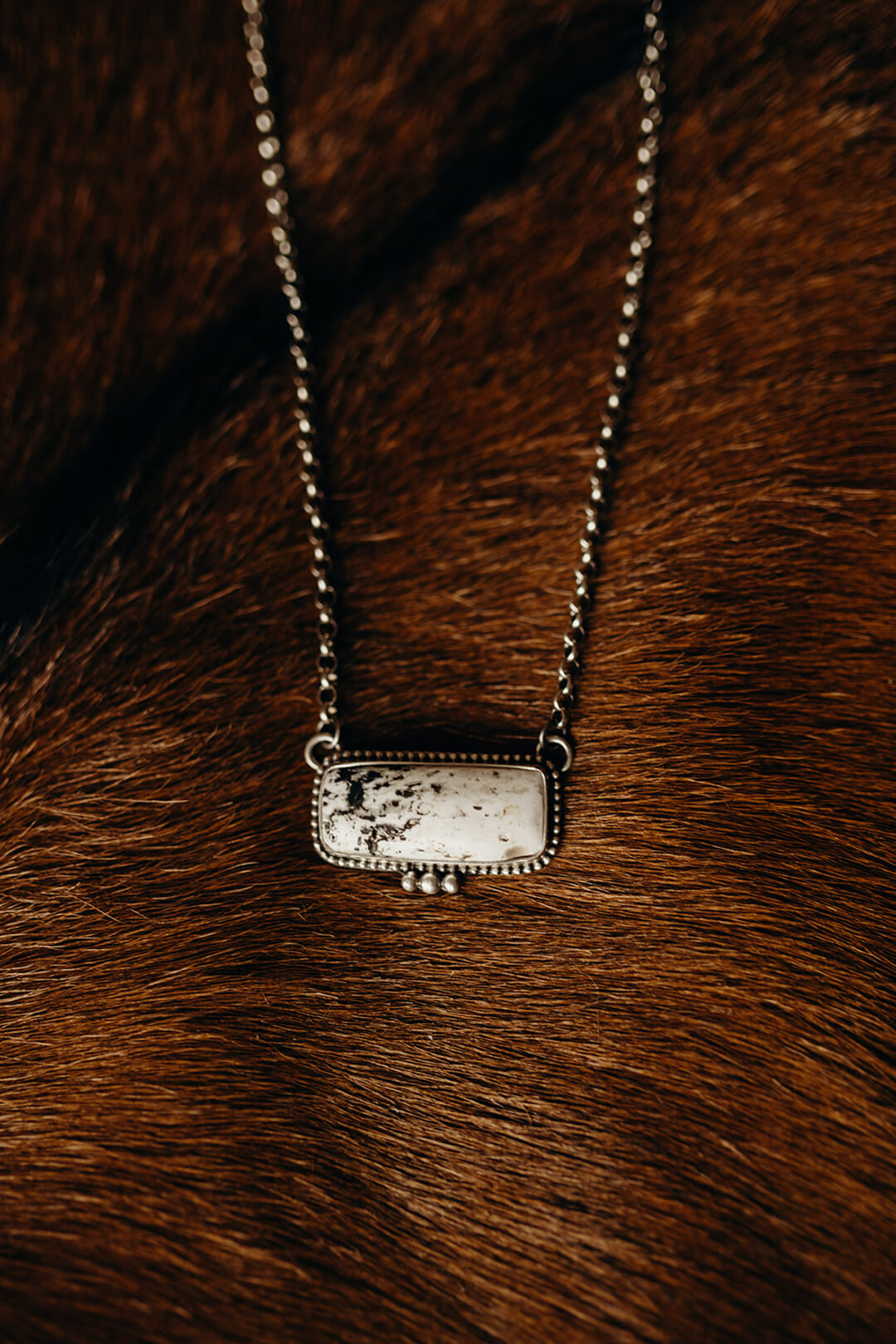 White Buffalo + Sterling Silver Bar Necklace
